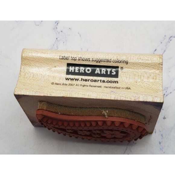 Hero Arts Paisley Teardrop Pattern With Flowers Wood Mounted Rubber Stamp C4617 - Picture 4 of 7